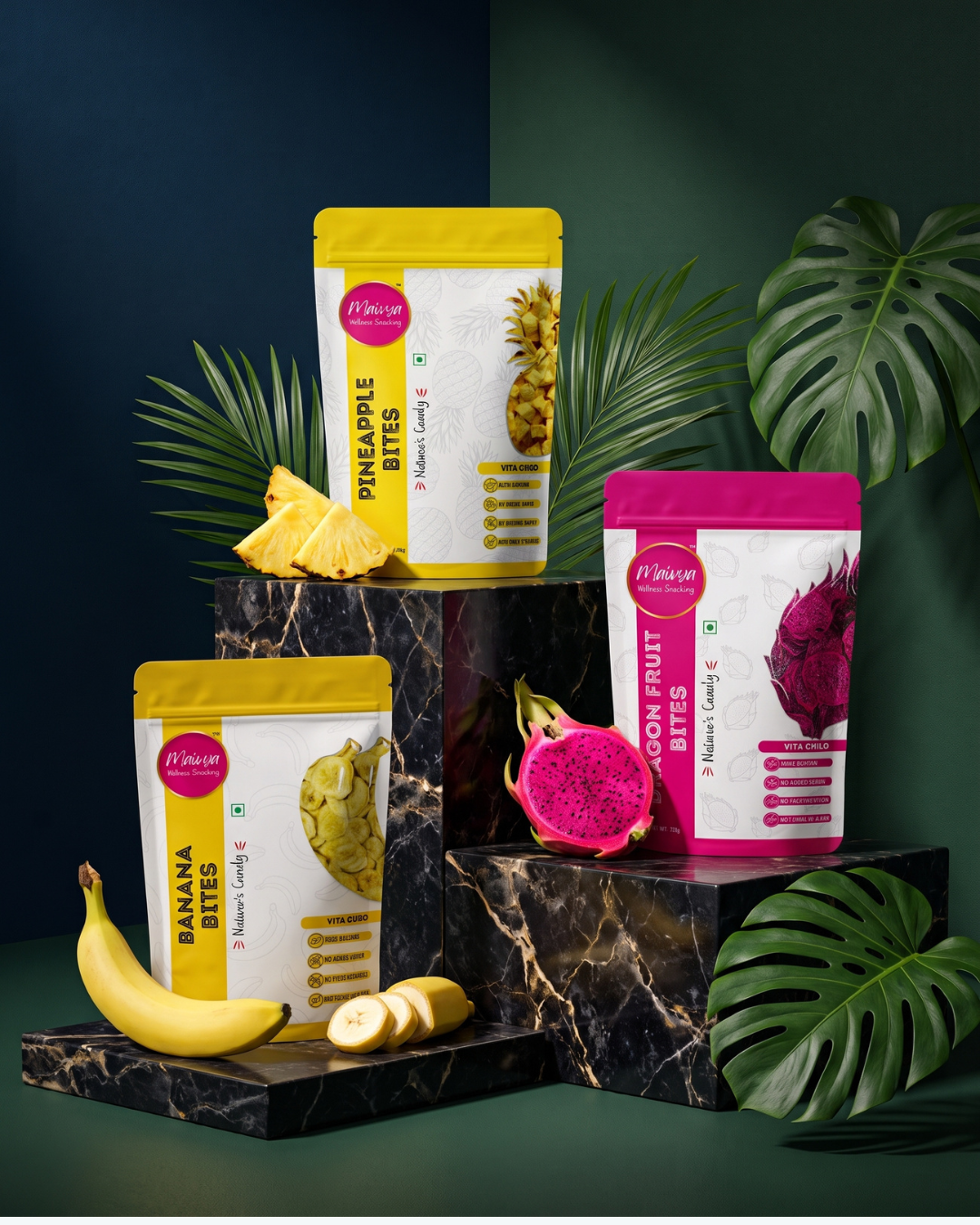 Tropical Delight | Natural Energy Snack for Adults & Kids | Pineapple | Banana | Dragon Fruit | Zero Additives