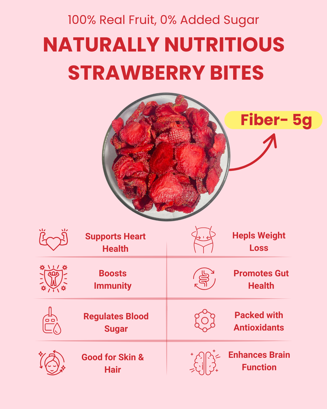 Strawberry Bites| 100% Natural |Best Snacks for Kids and Adults