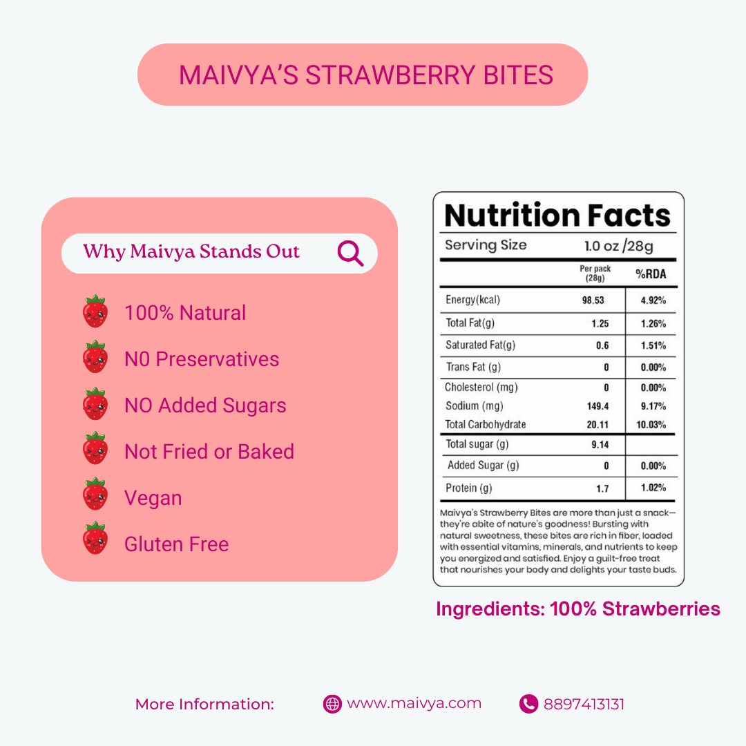 Strawberry Bites| 100% Natural |Best Snacks for Kids and Adults