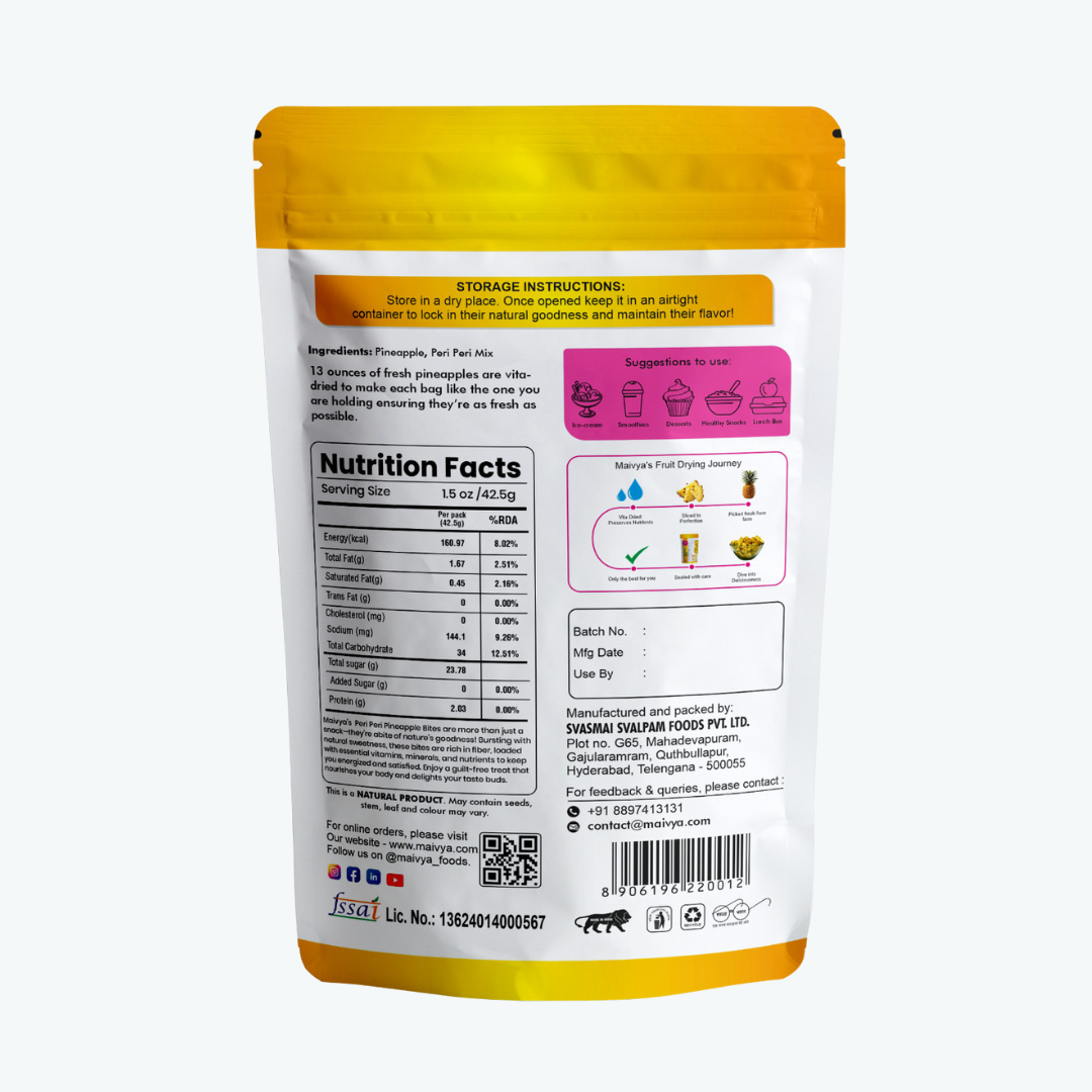 Pineapple Bites (Peri Peri mix) | 100% Natural |Best Snacks for Kids and Adults