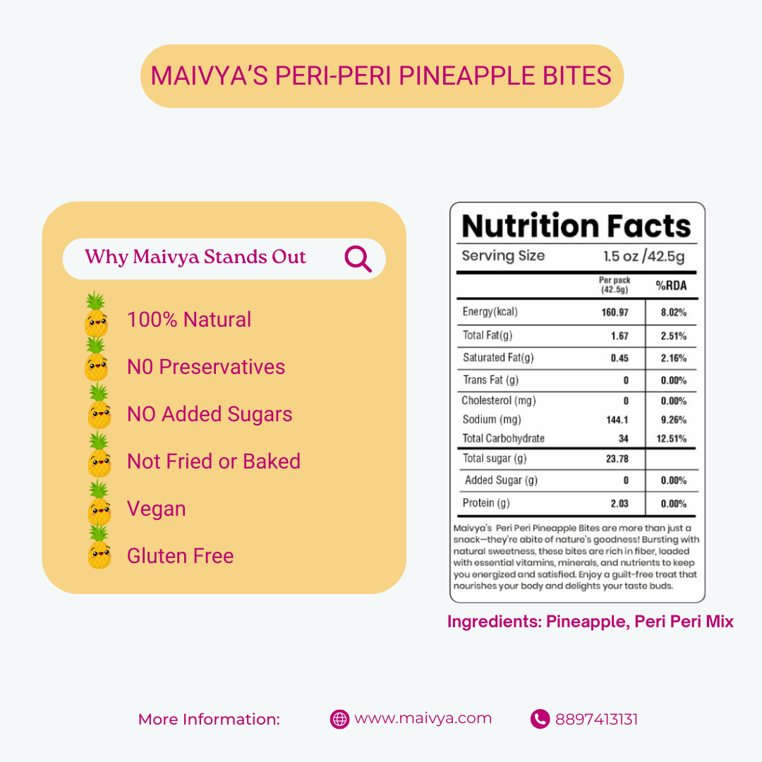 Pineapple Bites (Peri Peri mix) | 100% Natural |Best Snacks for Kids and Adults